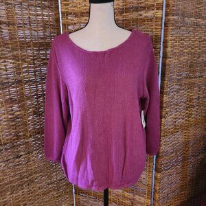 VTG NWT Open Weave Sweater Dark Pink By Sarah Arizona SZ M Pansy